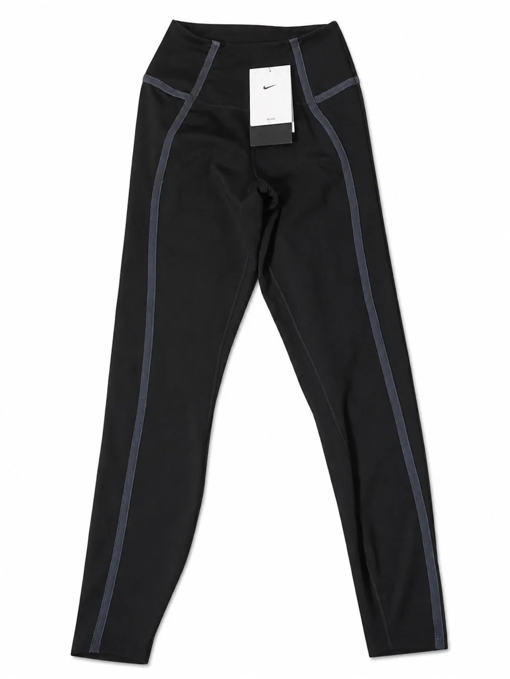 NWT Nike Girls' Black Leggings with Gray Contrast Piping Retail $70.00